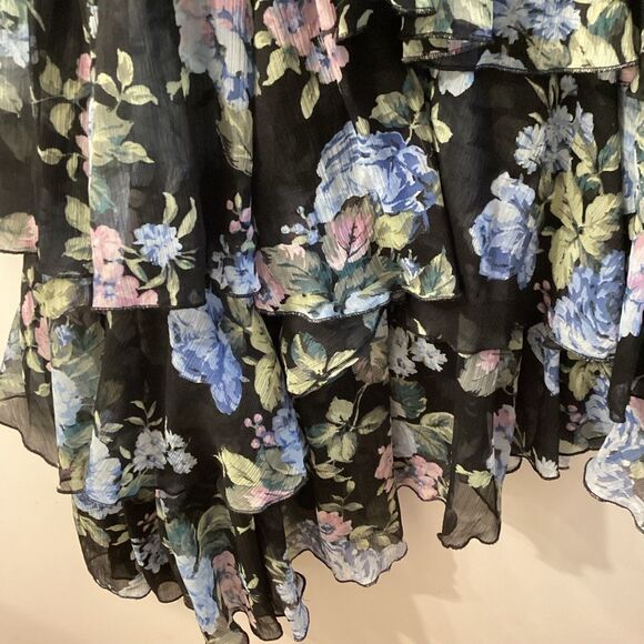 Abercrombie & Fitch Women’s Black Asymmetrical Ruffle Layered Dress - Picture 8 of 16